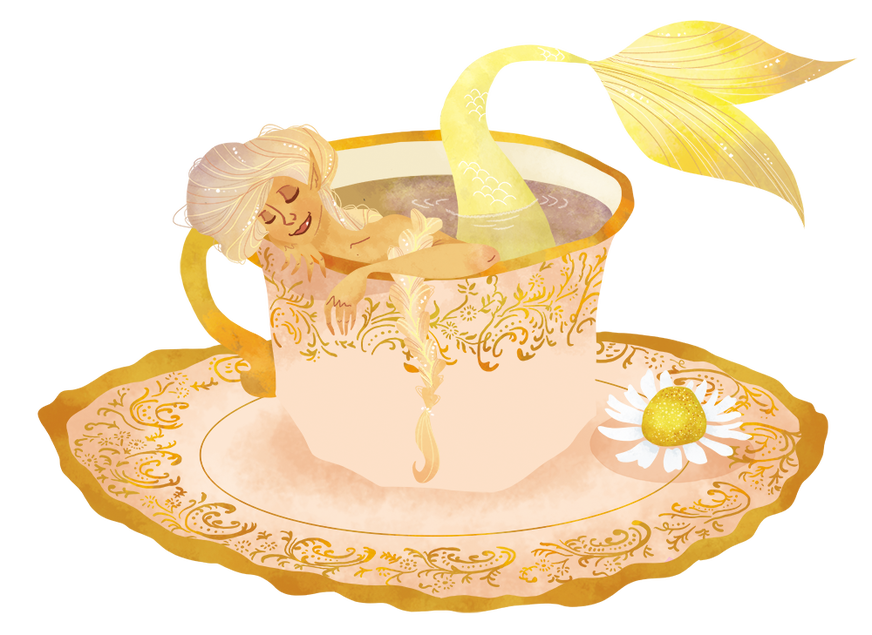 Chamomile tea mermaid digital illustration by seth macbeth 